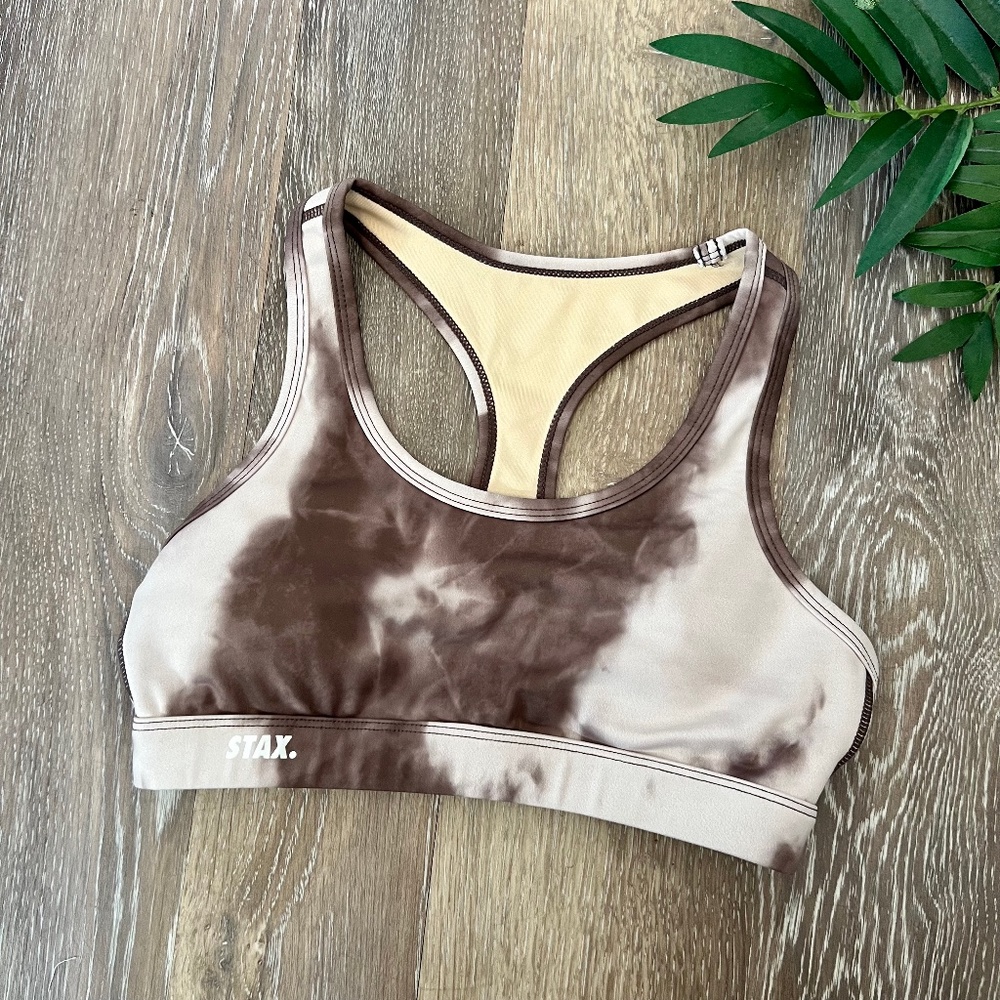 STAX. Tie-Dye Sports Bra in Brown